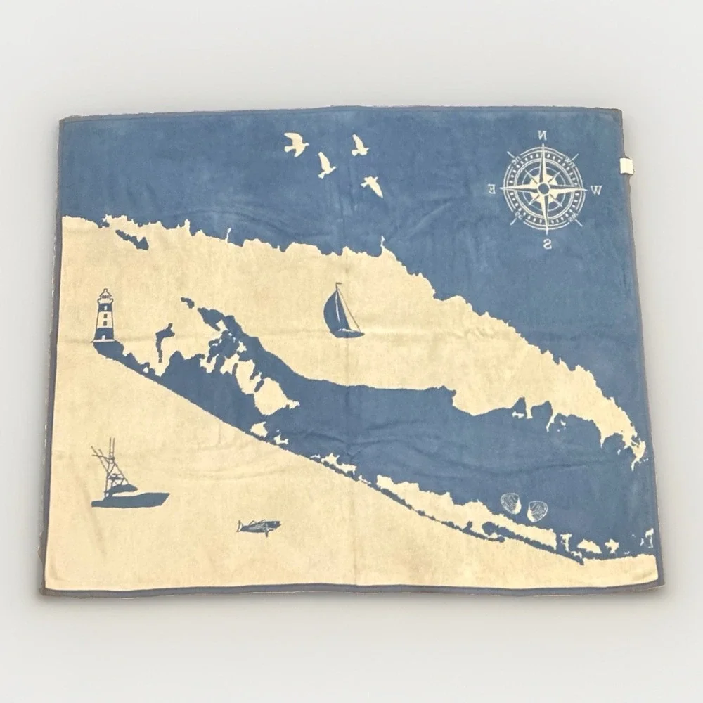 ChappyWrap Long Island NY Map Blanket Blue Cream Jacquard 70x58 Germany